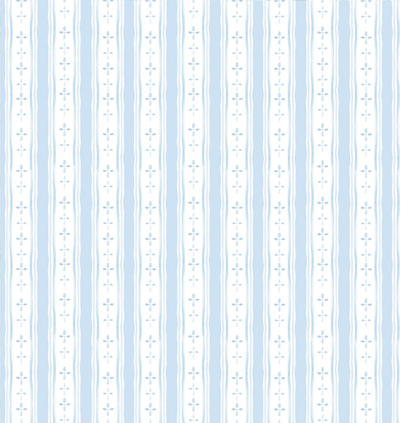 FLORAL STRIPE BLUE WALLPAPER – Textiles by SMITH