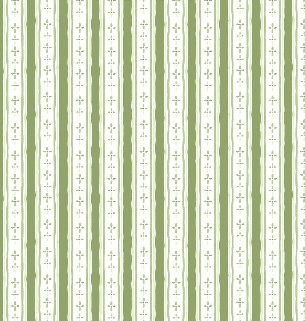 Floral Stripe Olive Linen