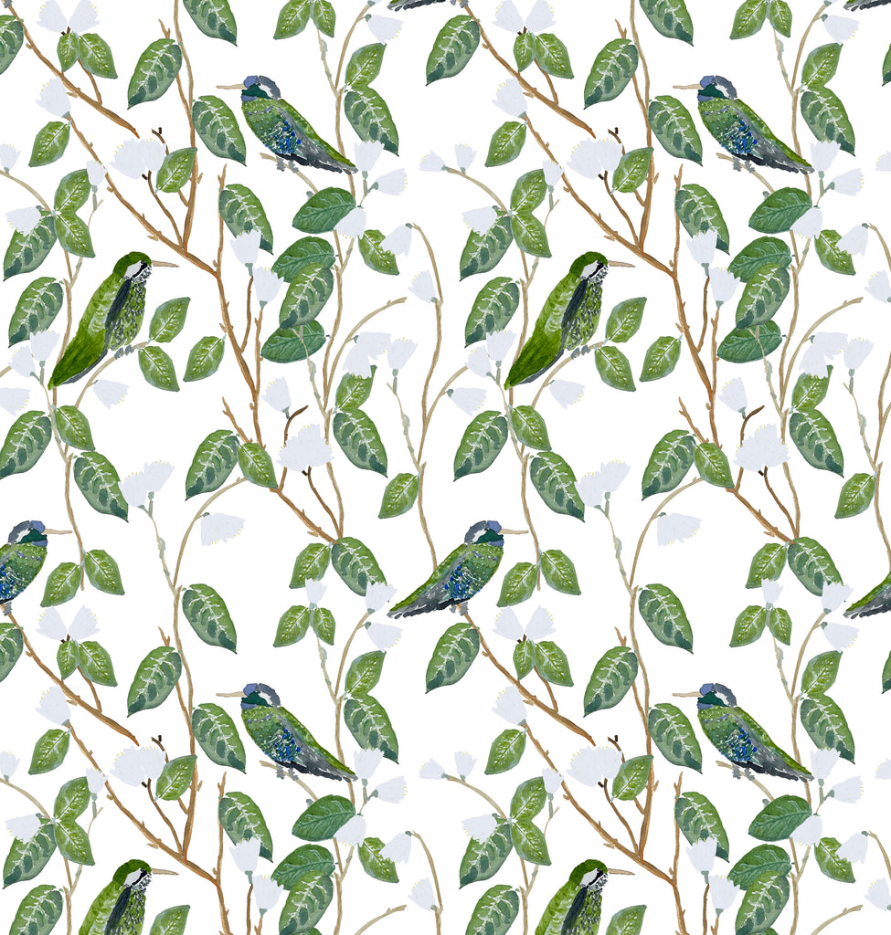 HUMMINGBIRDS WHITE WALLPAPER