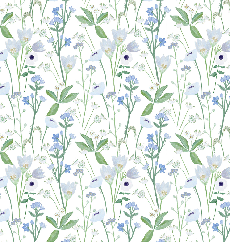ENGLISH GARDEN PERIWINKLE WALLPAPER