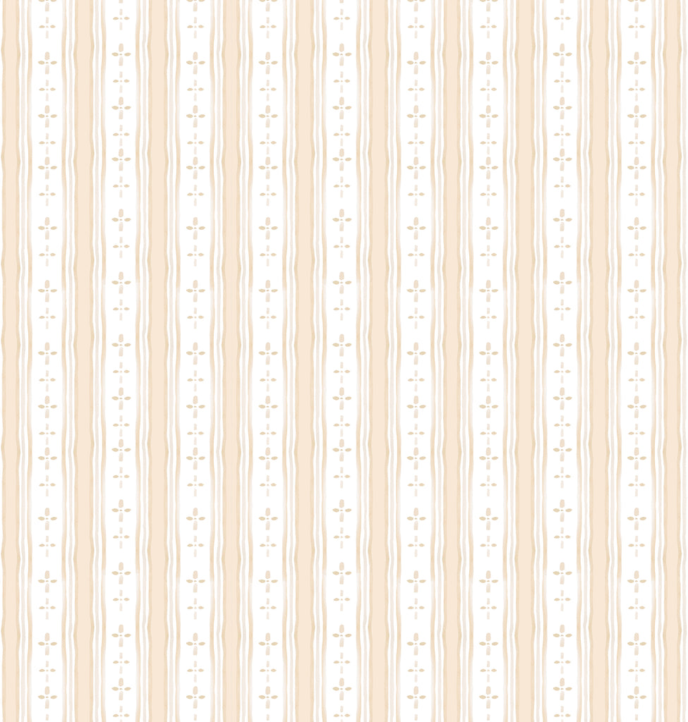 FLORAL STRIPE PEACH WALLPAPER