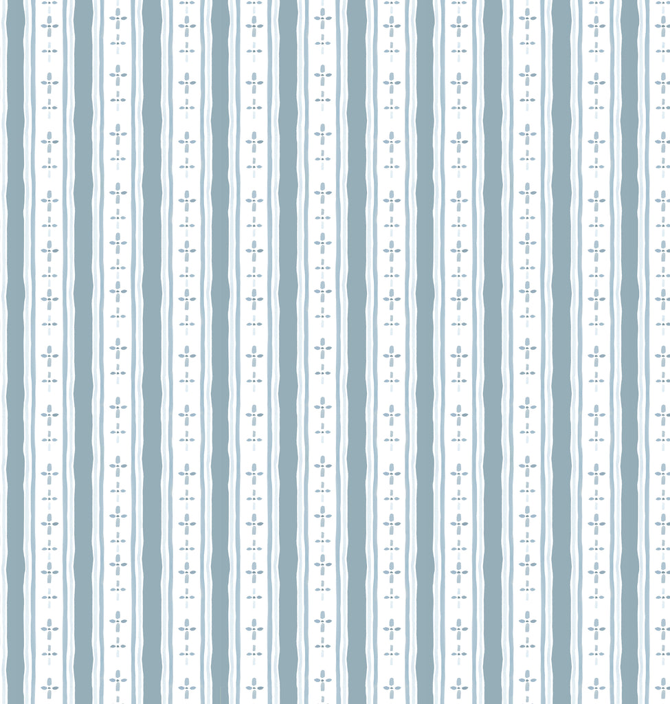 Floral Stripe Slate Linen