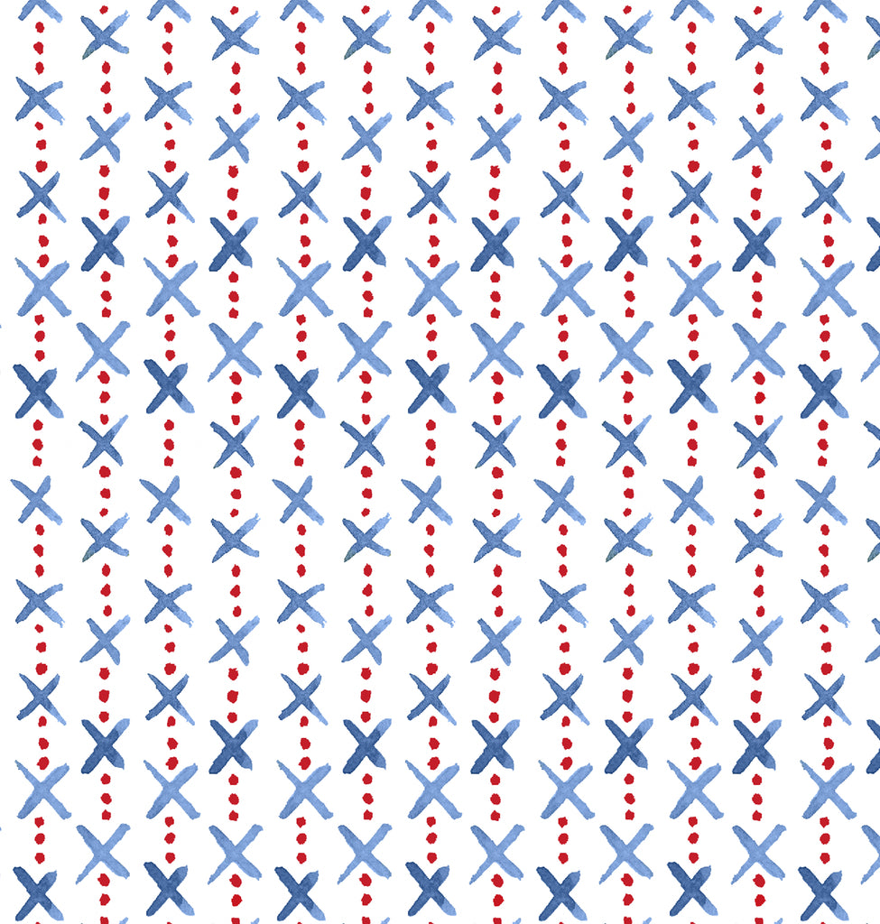 Overdot Red Blue Linen Cotton