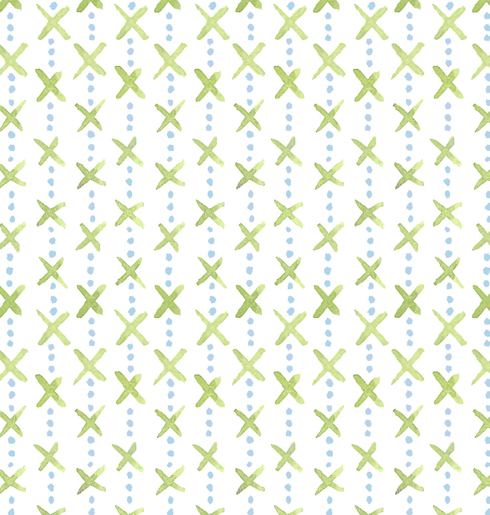 Overdot Lime Blue Linen Cotton