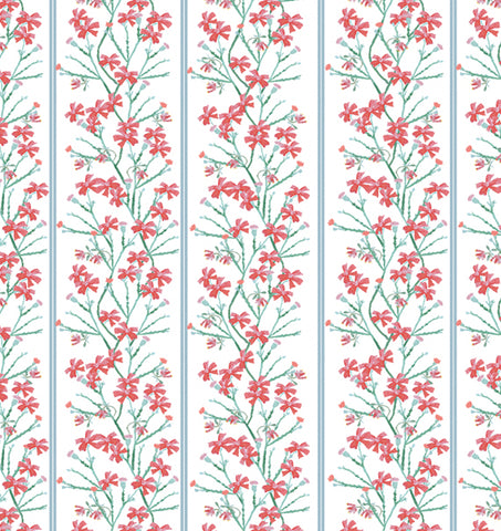 FLORAL STRIPE BLUE WALLPAPER