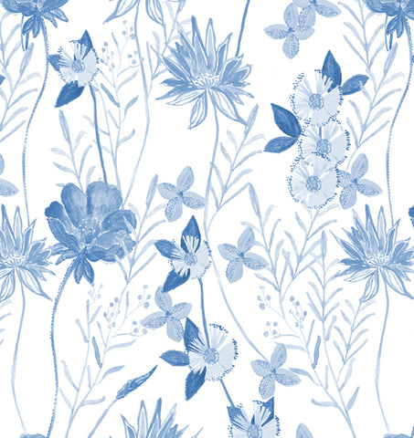 Spring Wildflowers Periwinkle Linen