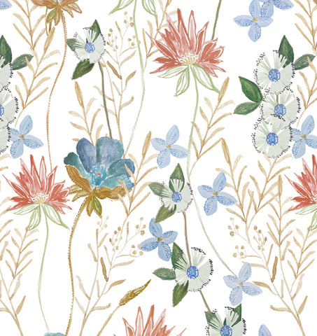 Spring Wildflowers Periwinkle Linen