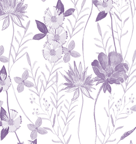 Spring Wildflowers Periwinkle Linen