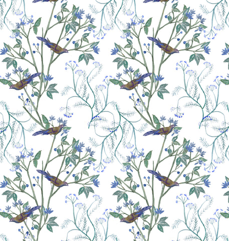 Iris Blue Print Wallpaper