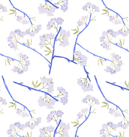 Spring Wildflowers Periwinkle Linen